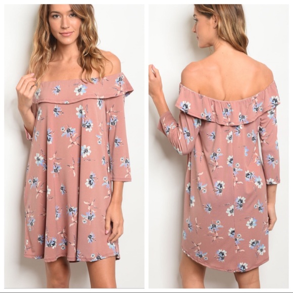 Dresses & Skirts - ❤️LAST L NEW Mauve floral off shoulder dress
